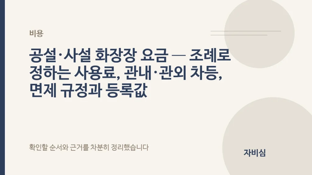 공설·사설 화장장 요금 — 조례로 정하는 사용료, 관내·관외 차등, 면제 규정과 등록값 안내 표지
