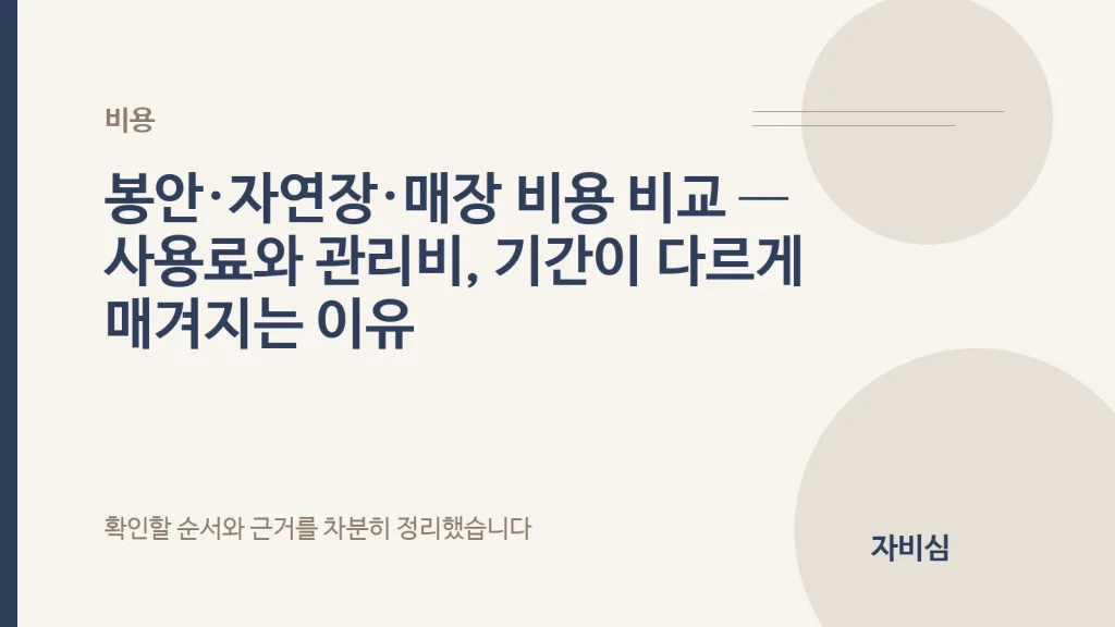 봉안·자연장·매장 비용 비교 — 사용료와 관리비, 기간이 다르게 매겨지는 이유 안내 표지